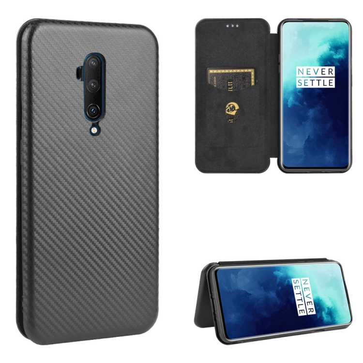 For OnePlus 7T Pro Carbon Fiber Texture Horizontal Flip TPU PC