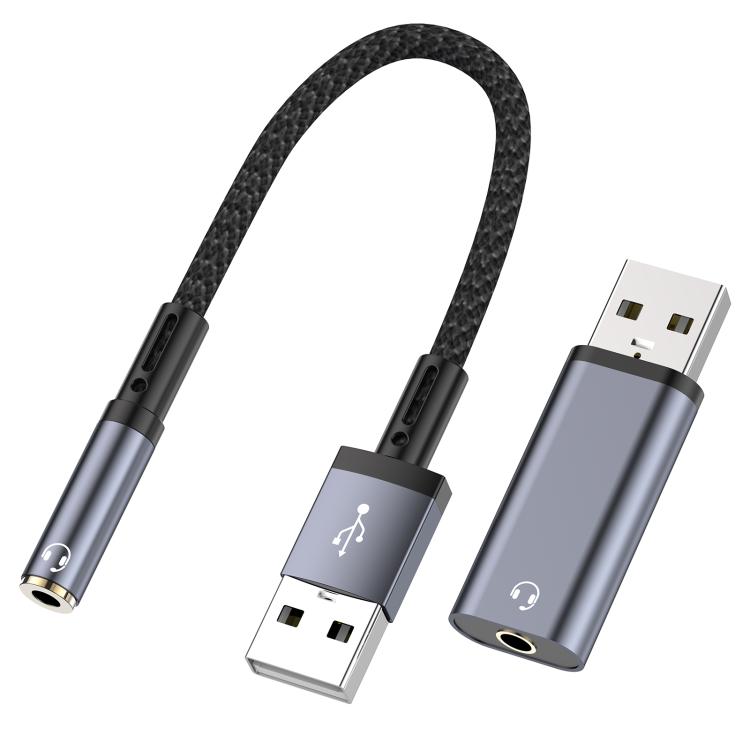 

2pcs / Set USB Male to 3.5mm Female Audio Adapter & Cable(Grey)