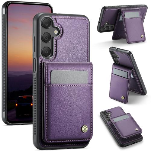 

For Samsung Galaxy A16 5G JEEHOOD J06 British Style RFID MagSafe Card Bag PU Phone Case(Purple)