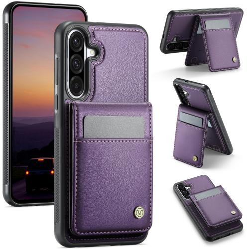 

For Samsung Galaxy A56 5G JEEHOOD J06 British Style RFID MagSafe Card Bag PU Phone Case(Purple)