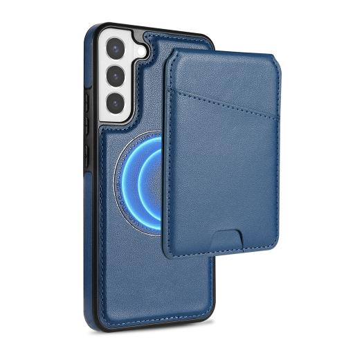 

For Samsung Galaxy S22+ 5G Skin Feel Detachable Card Bag Magsafe Phone Case(Blue)