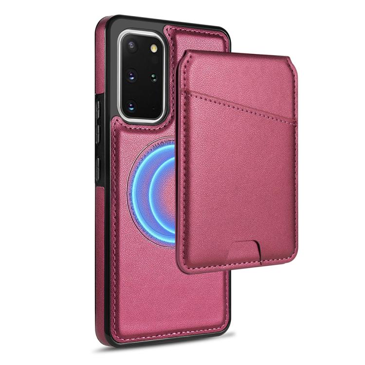 

For Samsung Galaxy S20 FE 5G Skin Feel Detachable Card Bag Magsafe Phone Case(Wine Red)