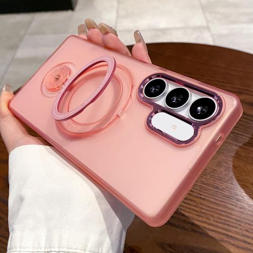 

For Samsung Galaxy S24+ 5G Rotation Holder MagSafe Phone Case(Pink)