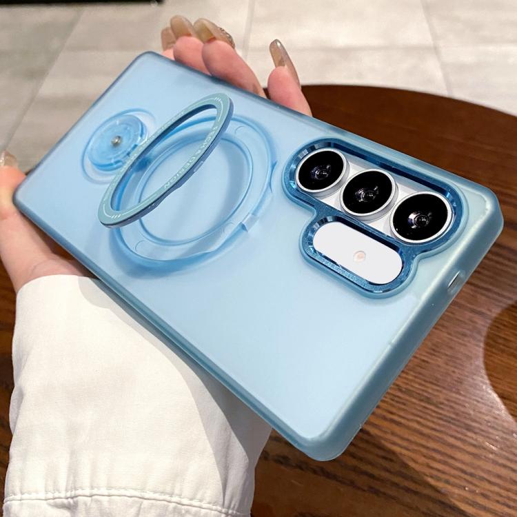 

For Samsung Galaxy S24+ 5G Rotation Holder MagSafe Phone Case(Blue)