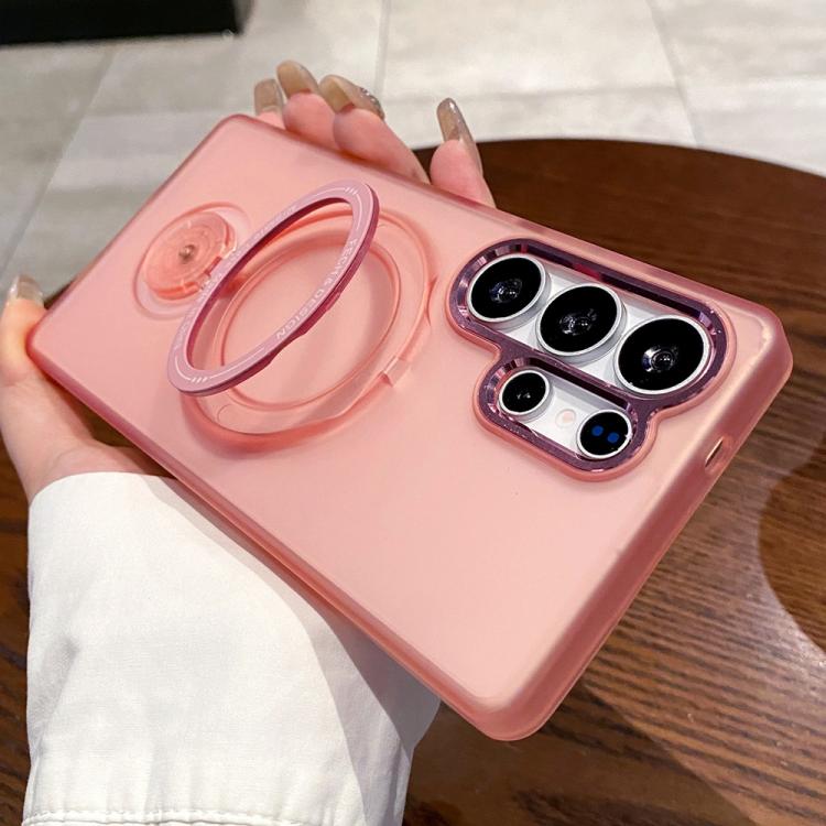 

For Samsung Galaxy S24 Ultra 5G Rotation Holder MagSafe Phone Case(Pink)