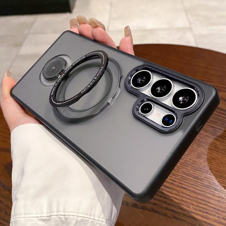 

For Samsung Galaxy S25 Ultra 5G Rotation Holder MagSafe Phone Case(Black)