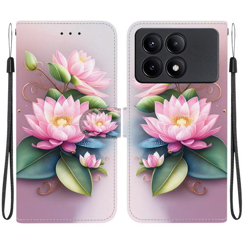 

For Redmi K70E / Poco X6 Pro Crystal Texture Colored Drawing Leather Phone Case(Lotus)