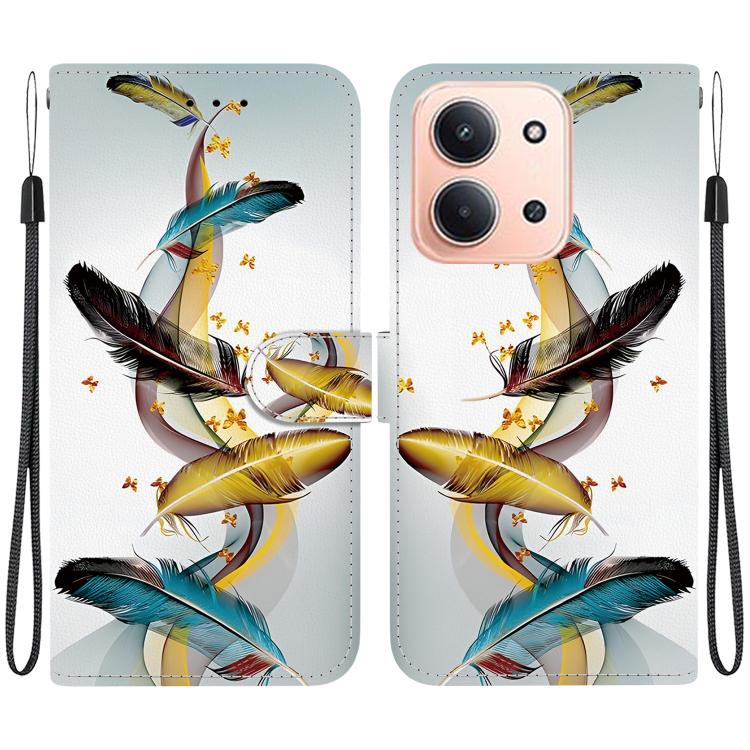 For Redmi 15C 5G / 4G EU 173mm / Poco C85 5G Crystal Texture Colored Drawing Leather Phone Case(Gold Butterfly Feathers)