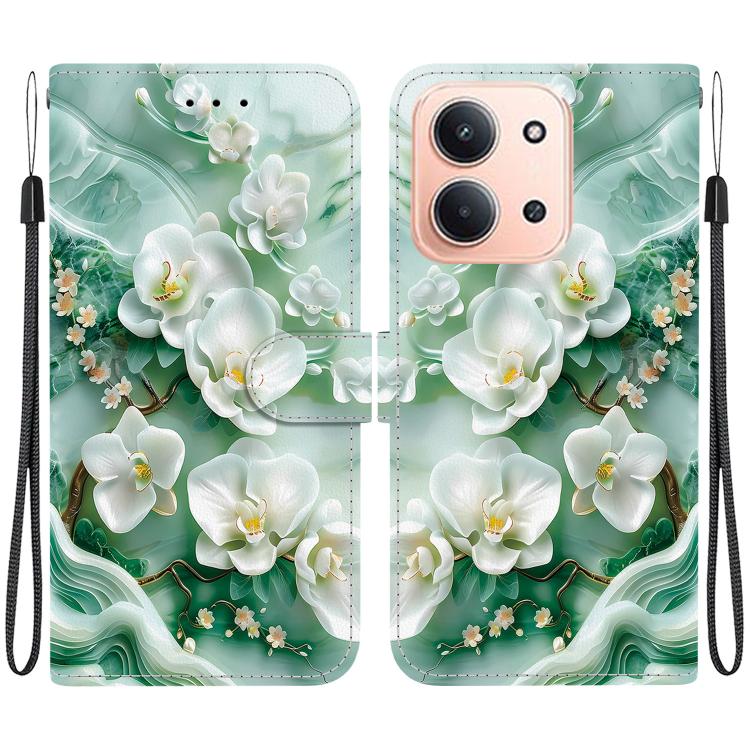 

For Redmi 15C 5G / 4G EU 173mm / Poco C85 5G Crystal Texture Colored Drawing Leather Phone Case(Jade Flowers)