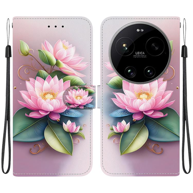 For Xiaomi 17 Ultra Crystal Texture Colored Drawing Leather Phone Case(Lotus)