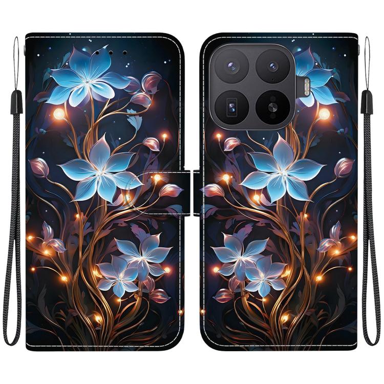 For Xiaomi 17T Pro 5G Crystal Texture Colored Drawing Leather Phone Case(Little Lantern Flower)