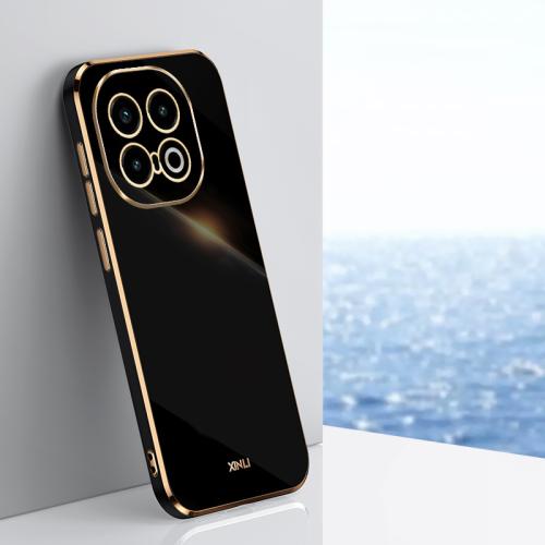 

For vivo iQOO 13 XINLI Straight 6D Plating Gold Edge TPU Phone Case(Black)