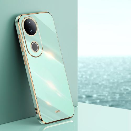 

For vivo S20 XINLI Straight 6D Plating Gold Edge TPU Phone Case(Mint Green)