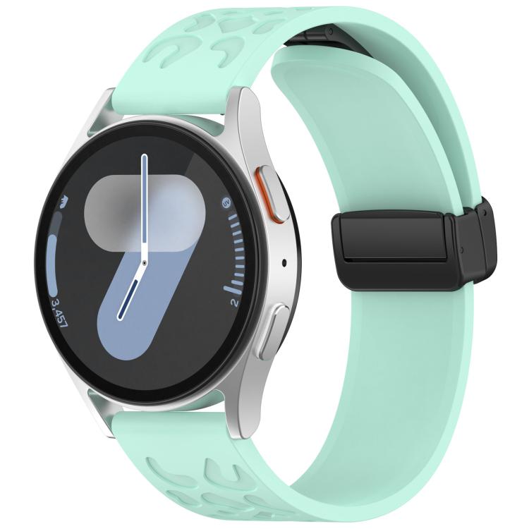 

20mm Leopard Print Magnetic Folding Buckle Silicone Watch Band(Teal Blue)