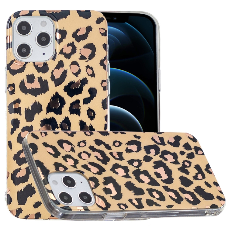 

For iPhone 12 Pro Max Plating Marble Pattern Soft TPU Protective Case(Leopard)