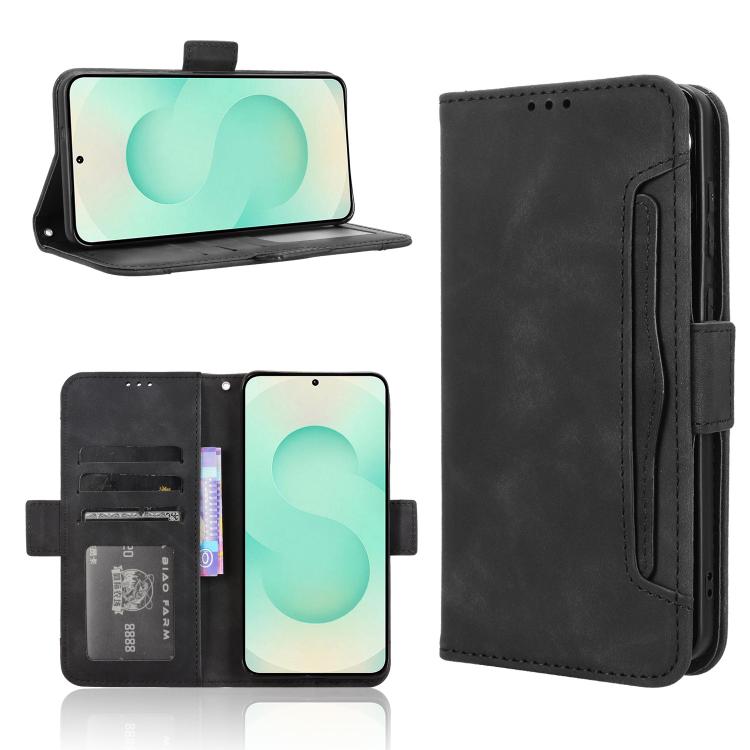 

For Samsung Galaxy S25 Edge 5G Skin Feel Calf Texture Card Slots Leather Phone Case(Black)