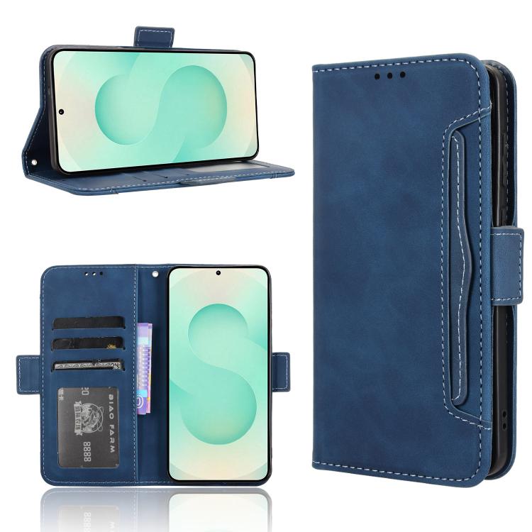 

For Samsung Galaxy S25 Edge 5G Skin Feel Calf Texture Card Slots Leather Phone Case(Blue)