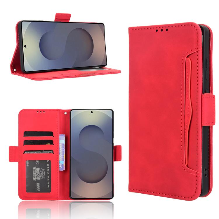 

For Samsung Galaxy S25 Ultra 5G Skin Feel Calf Texture Card Slots Leather Phone Case(Red)