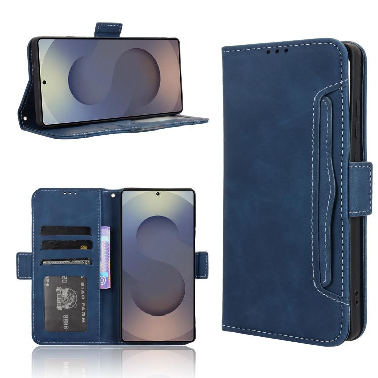 

For Samsung Galaxy S25 Ultra 5G Skin Feel Calf Texture Card Slots Leather Phone Case(Blue)