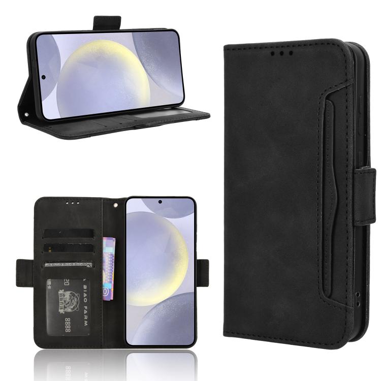 

For Samsung Galaxy S25+ 5G Skin Feel Calf Texture Card Slots Leather Phone Case(Black)