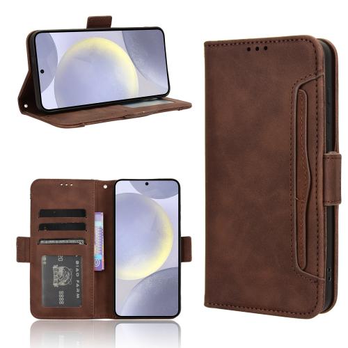 

For Samsung Galaxy S25+ 5G Skin Feel Calf Texture Card Slots Leather Phone Case(Brown)