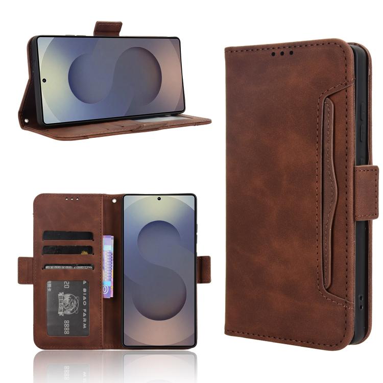 For Samsung Galaxy S26 Ultra 5G Skin Feel Calf Texture Card Slots Leather Phone Case(Brown)