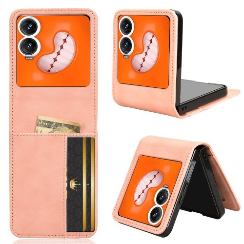 

For Infinix Zero Flip Skin-feeling Half-split Card Slot Folding Phone Case(Pink)