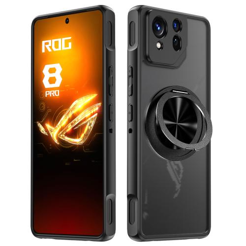 

For Asus ROG Phone 8 Rotating Ring Holder TPU Hybrid PC Phone Case(Matte Black)