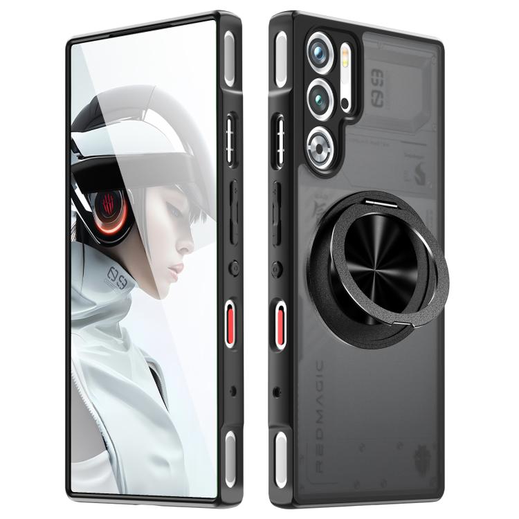 

For ZTE nubia Red Magic 9 Pro+ Rotating Ring Holder TPU Hybrid PC Phone Case(Matte Black)