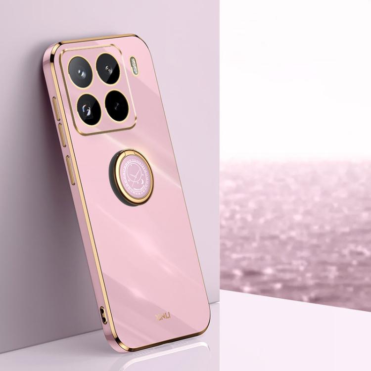 

For Xiaomi 15 Pro XINLI Straight Edge 6D Electroplate TPU Phone Case with Ring Holder(Cherry Purple)