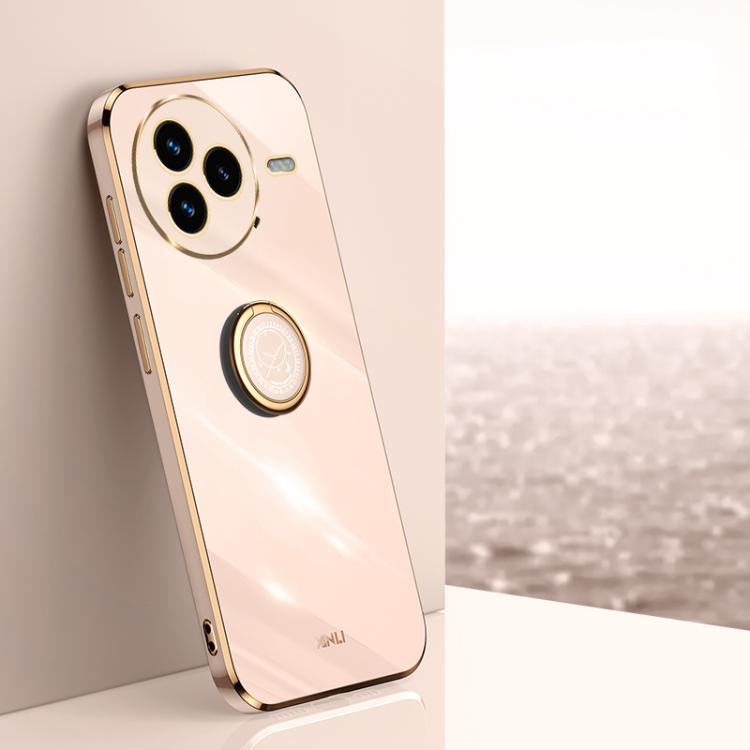 

For Xiaomi Civi 5 Pro XINLI Straight Edge 6D Electroplate TPU Phone Case with Ring Holder(Pink)