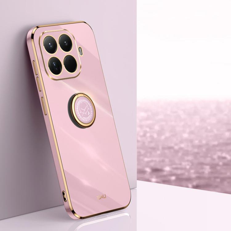 

For Xiaomi 15T Pro 5G XINLI Straight Edge 6D Electroplate TPU Phone Case with Ring Holder(Cherry Purple)