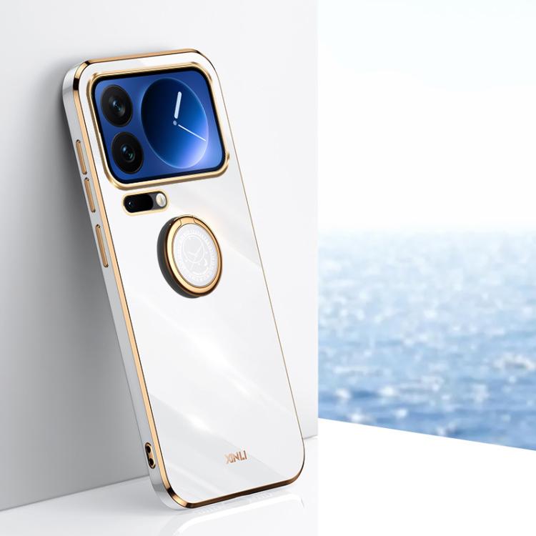 

For Xiaomi 17 Pro XINLI Straight Edge 6D Electroplate TPU Phone Case with Ring Holder(White)