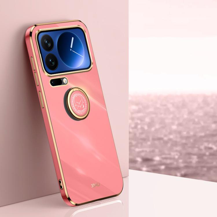 

For Xiaomi 17 Pro XINLI Straight Edge 6D Electroplate TPU Phone Case with Ring Holder(Hawthorn Red)