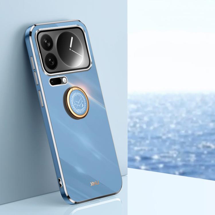 

For Xiaomi 17 Pro XINLI Straight Edge 6D Electroplate TPU Phone Case with Ring Holder(Celestial Blue)