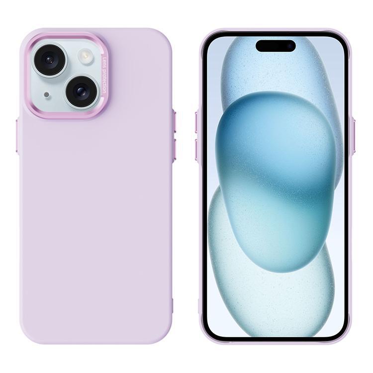 

For iPhone 15 PC Flocking MagSafe Magnetic Phone Case(Pink Purple)