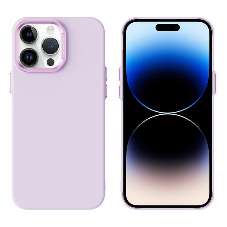 

For iPhone 14 Pro Max PC Flocking MagSafe Magnetic Phone Case(Pink Purple)