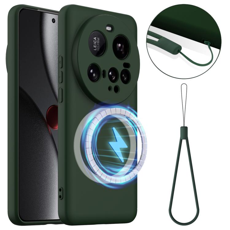 

For Xiaomi 15 Ultra Shockproof Silicone Magsafe Phone Case(Dark Green)