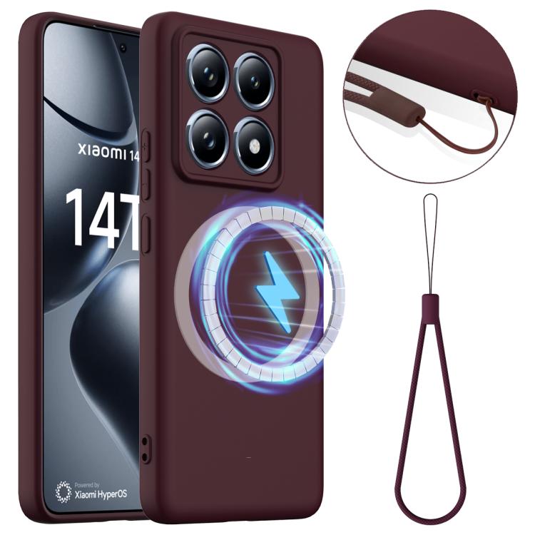 

For Xiaomi 14T Pro Shockproof Silicone Magsafe Phone Case(Plum Color)