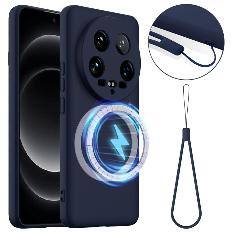 

For Xiaomi 14 Ultra Shockproof Silicone Magsafe Phone Case(Navy Blue)