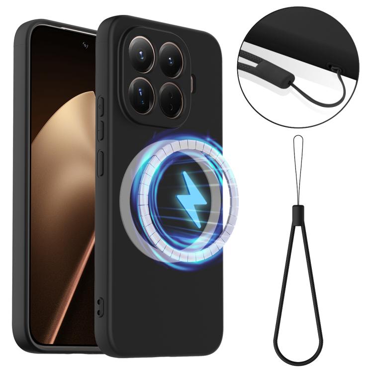 

For Xiaomi 15T Pro Shockproof Silicone Magsafe Phone Case(Black)