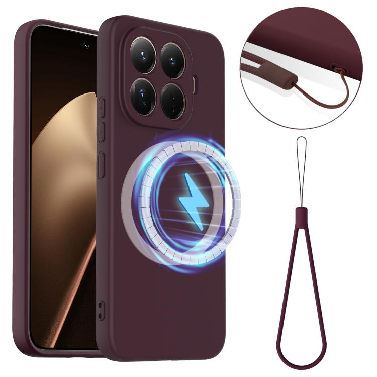 

For Xiaomi 15T Pro Shockproof Silicone Magsafe Phone Case(Plum Color)