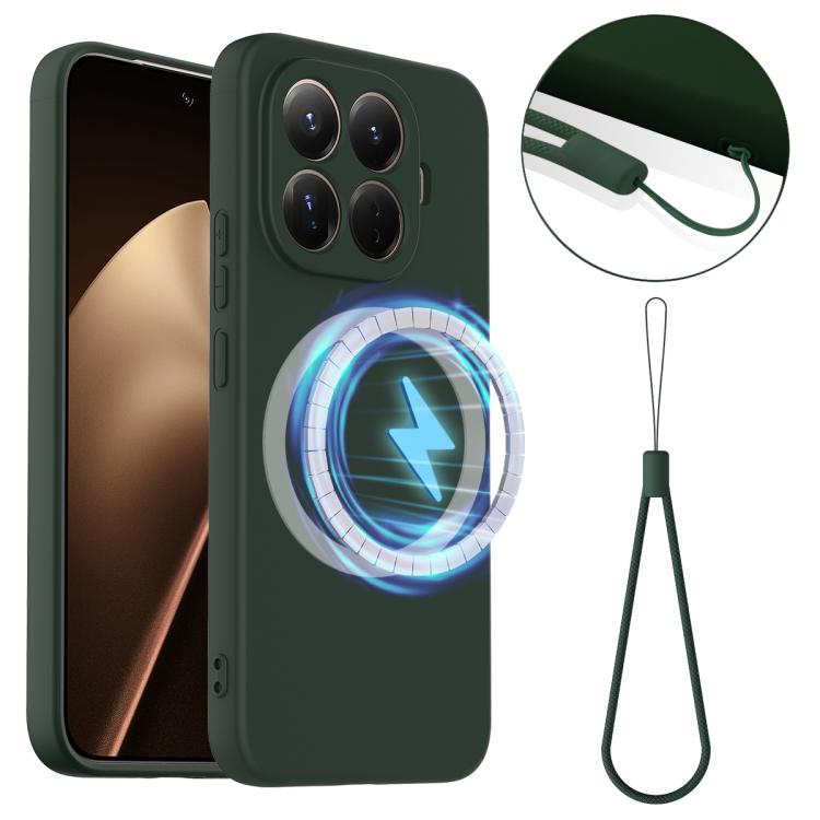 

For Xiaomi 15T Pro Shockproof Silicone Magsafe Phone Case(Dark Green)