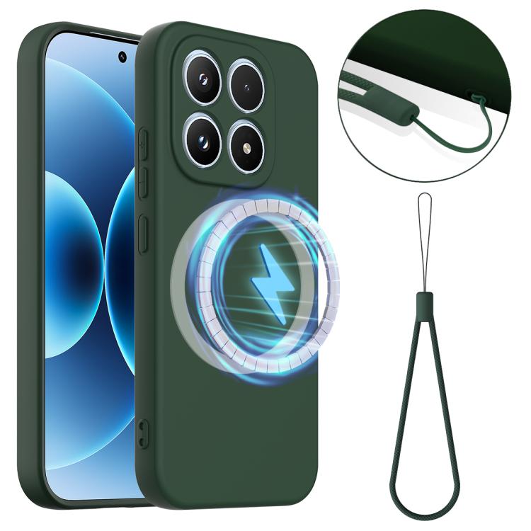 

For Xiaomi 17 Shockproof Silicone Magsafe Phone Case(Dark Green)