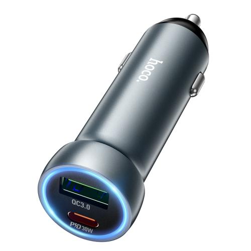 

hoco Z54A Prosperous PD30W and QC3.0 Dual Port Car Charger(Grey)