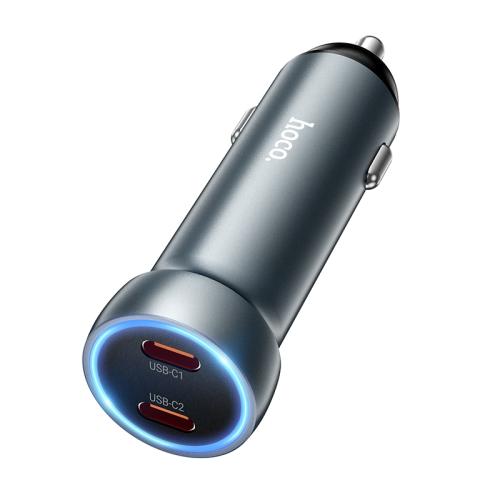 

hoco Z54B Prosperous PD60W USB-C / Type-C Dual Port Car Charger(Grey)