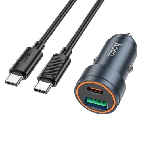 

hoco Z57A Glorious PD30W and QC3.0 Dual Port Car Charger Set with Type-C to Type-C Cable(Grey)