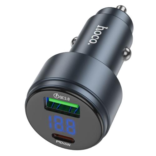 

hoco Z57B Glorious Dual Port Digital Display PD45W and QC3.0 Car Charger(Grey)