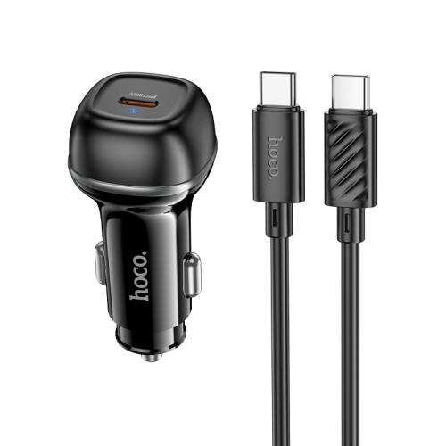 

hoco Z58 Rank PD30W USB-C / Type-C Single Port Car Charger Set with Type-C to Type-C Cable(Black)