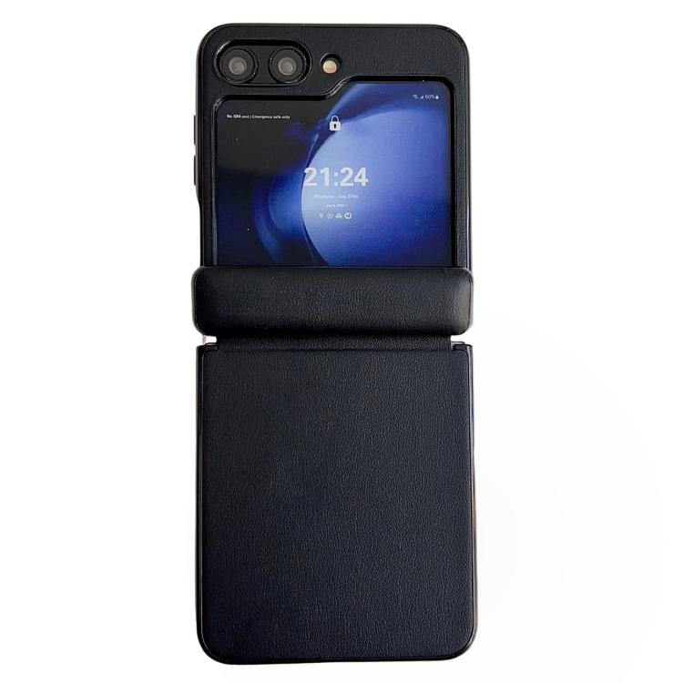 

For Samsung Galaxy Z Flip6 Integrated Magnetic Axis Solid Color Leather Texture Phone Case(Black)